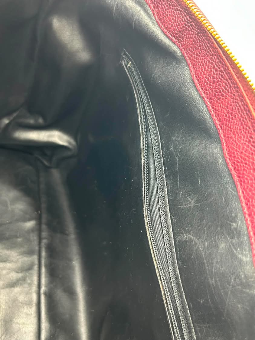 Chanel Vintage CC Pocket Tote Caviar Bordeaux