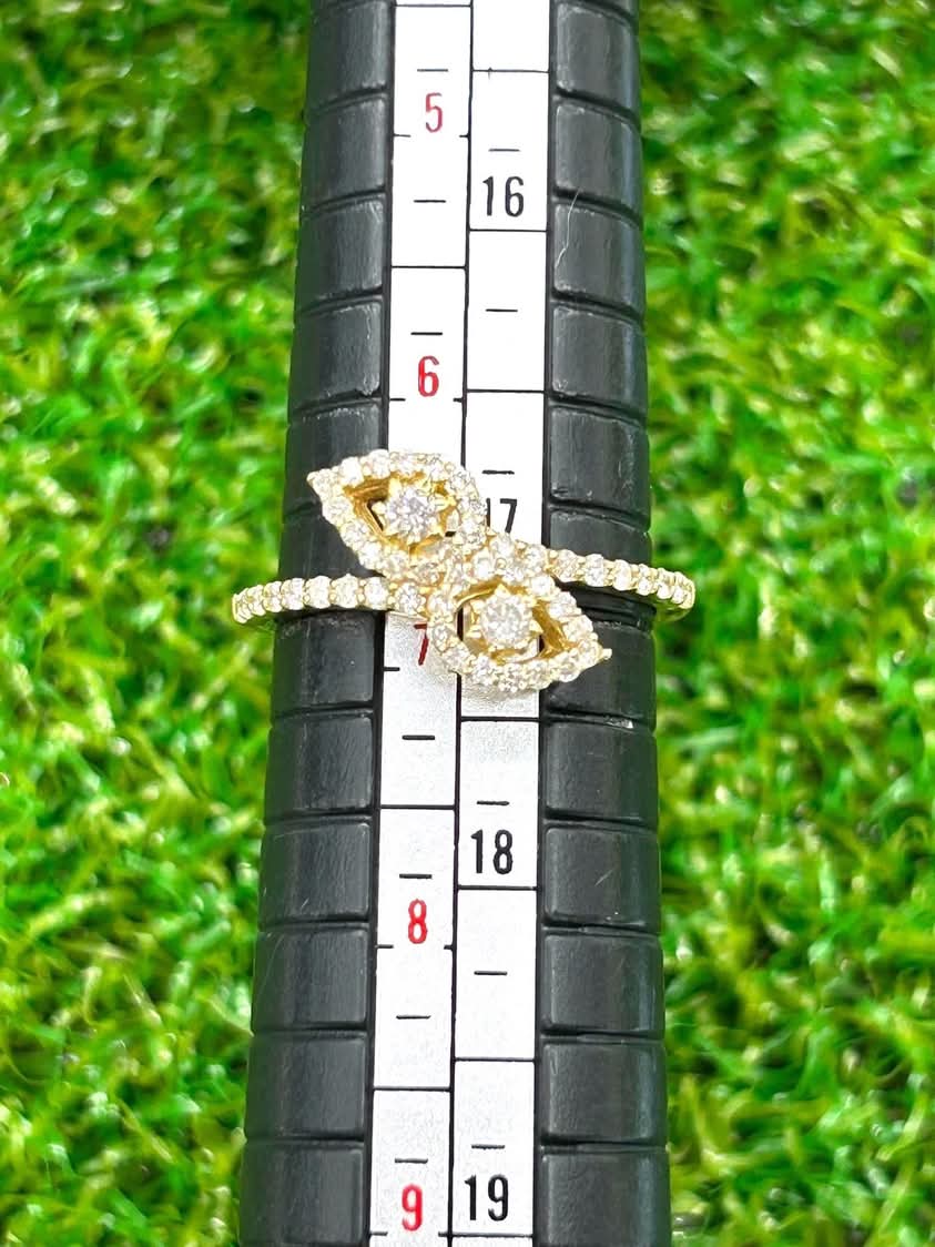 Bypass Diamond and 18K Yellow Gold Ring