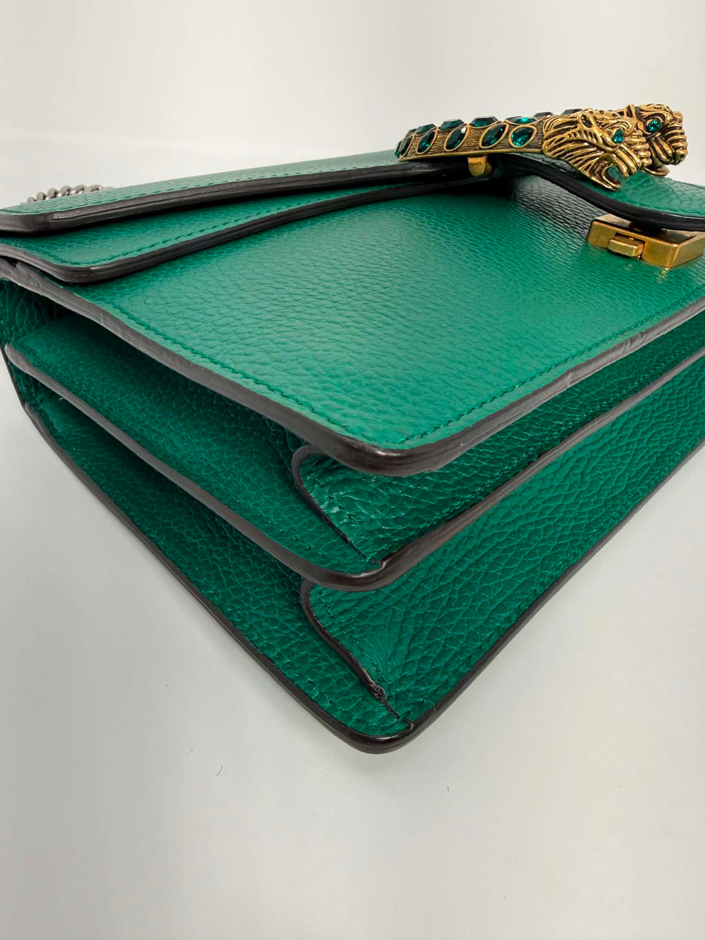 Gucci Dollar Calfskin Crystal Small Dionysus Shoulder Bag Emerald