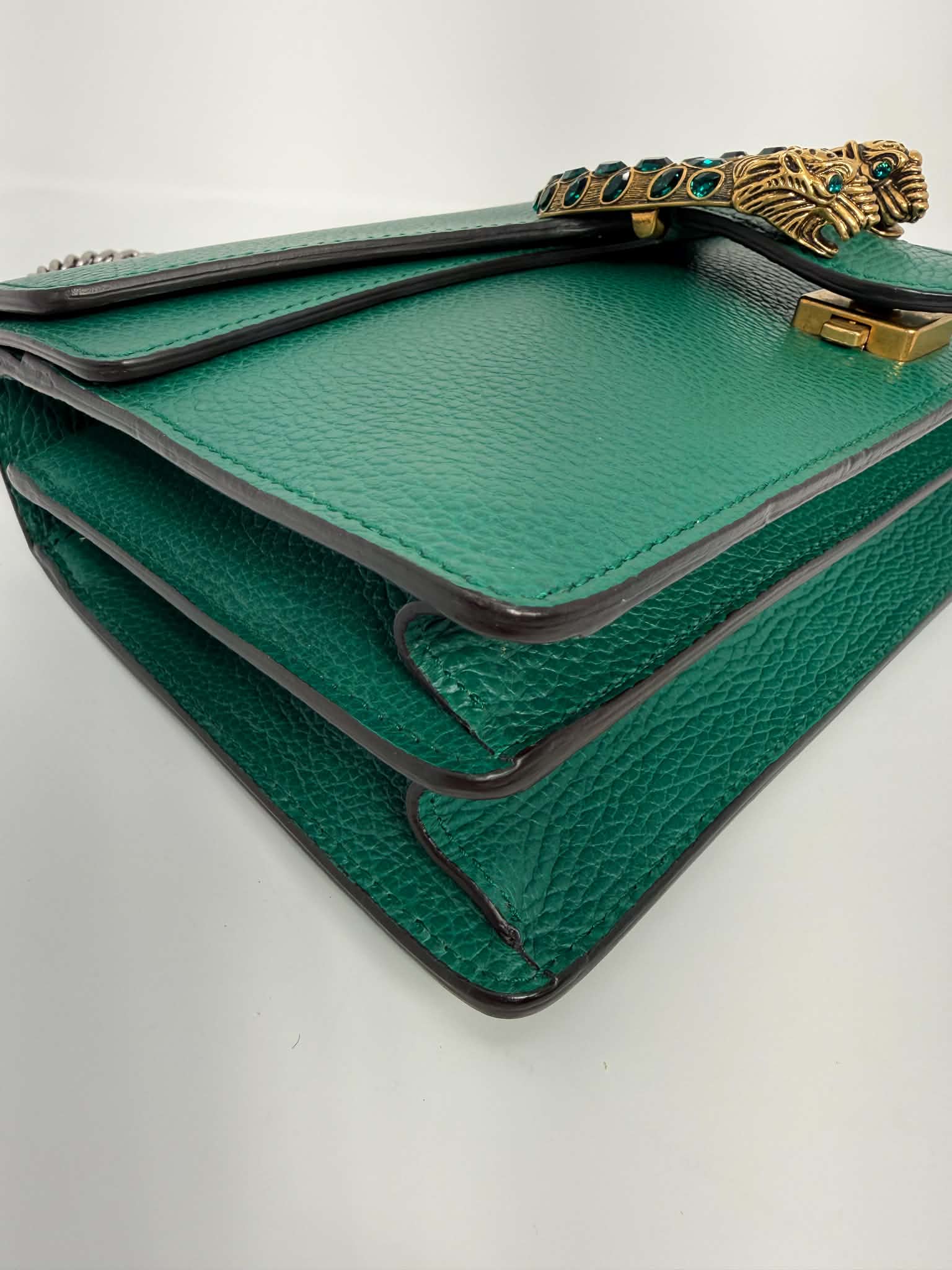 Gucci Dollar Calfskin Crystal Small Dionysus Shoulder Bag Emerald