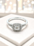 Diamond Halo Ring in 18K White Gold