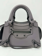 Balenciaga Smooth Calfskin Neo Classic Silver Hardware Mini City Grey