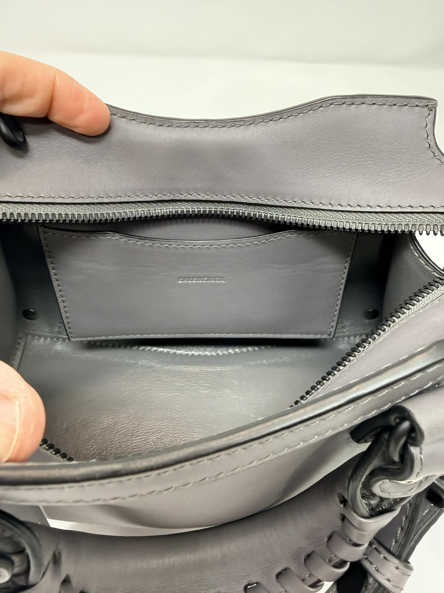 Balenciaga Smooth Calfskin Neo Classic Silver Hardware Mini City Grey