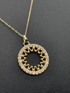 Round Diamond Wheel Necklace 18K Yellow Gold
