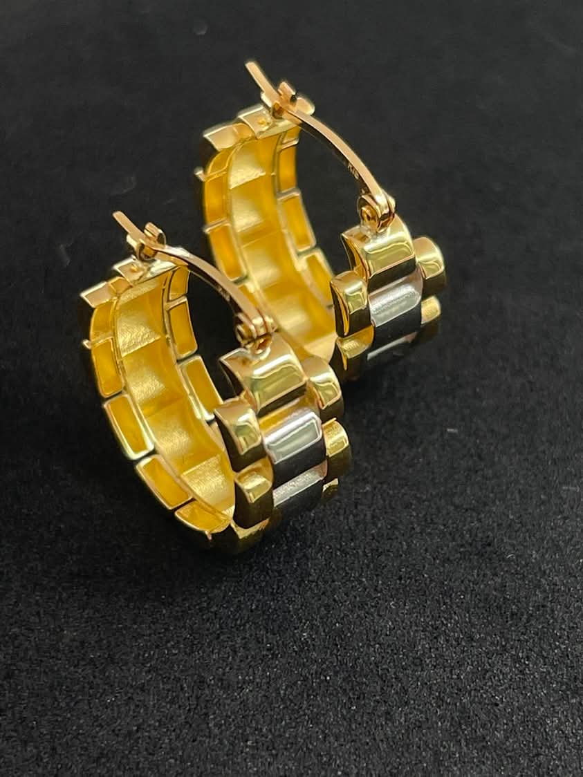 Chain Link 18K Yellow Gold Earrings