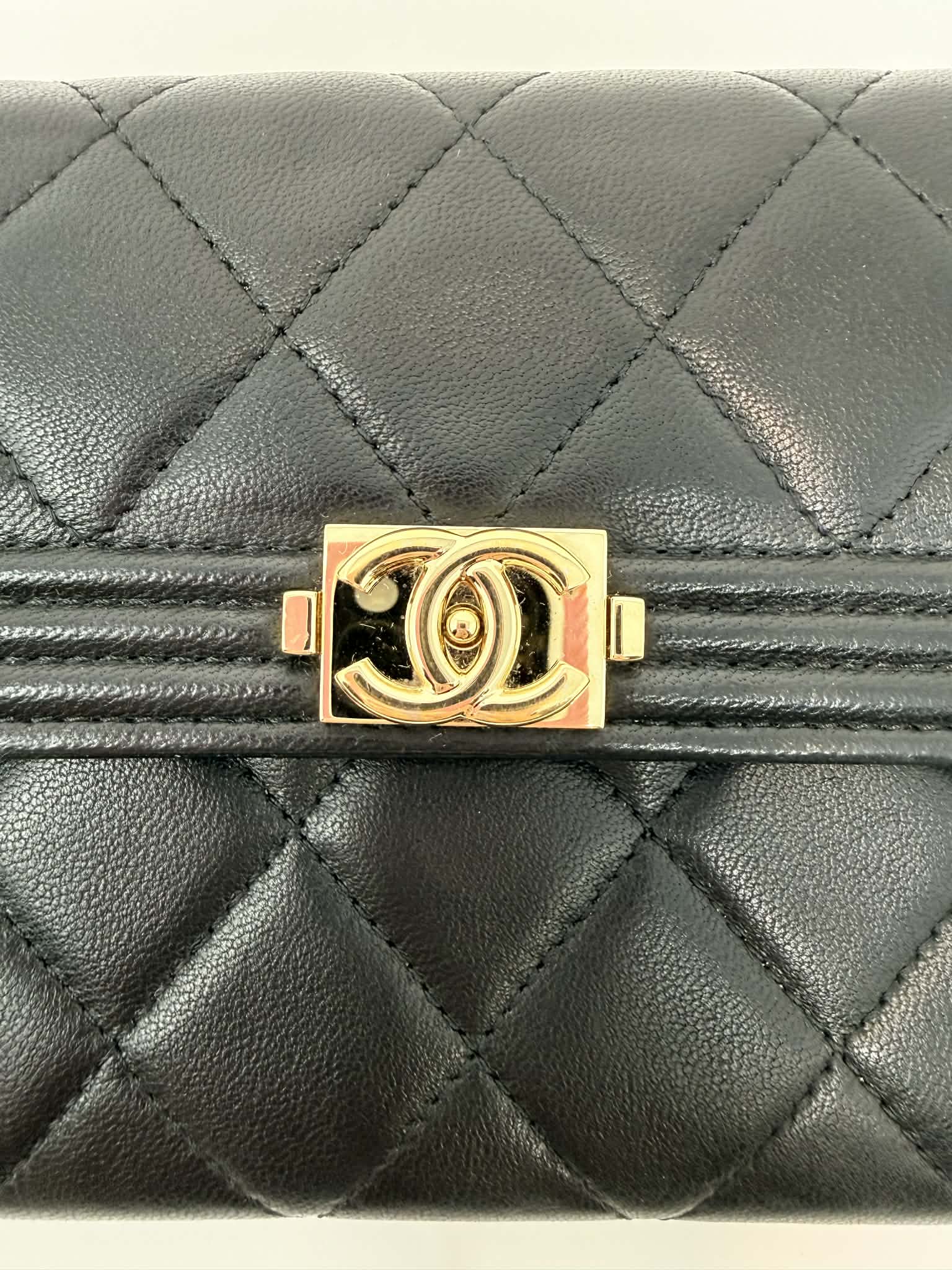 Chanel Boy Flap Long Wallet in Smooth Lambskin
