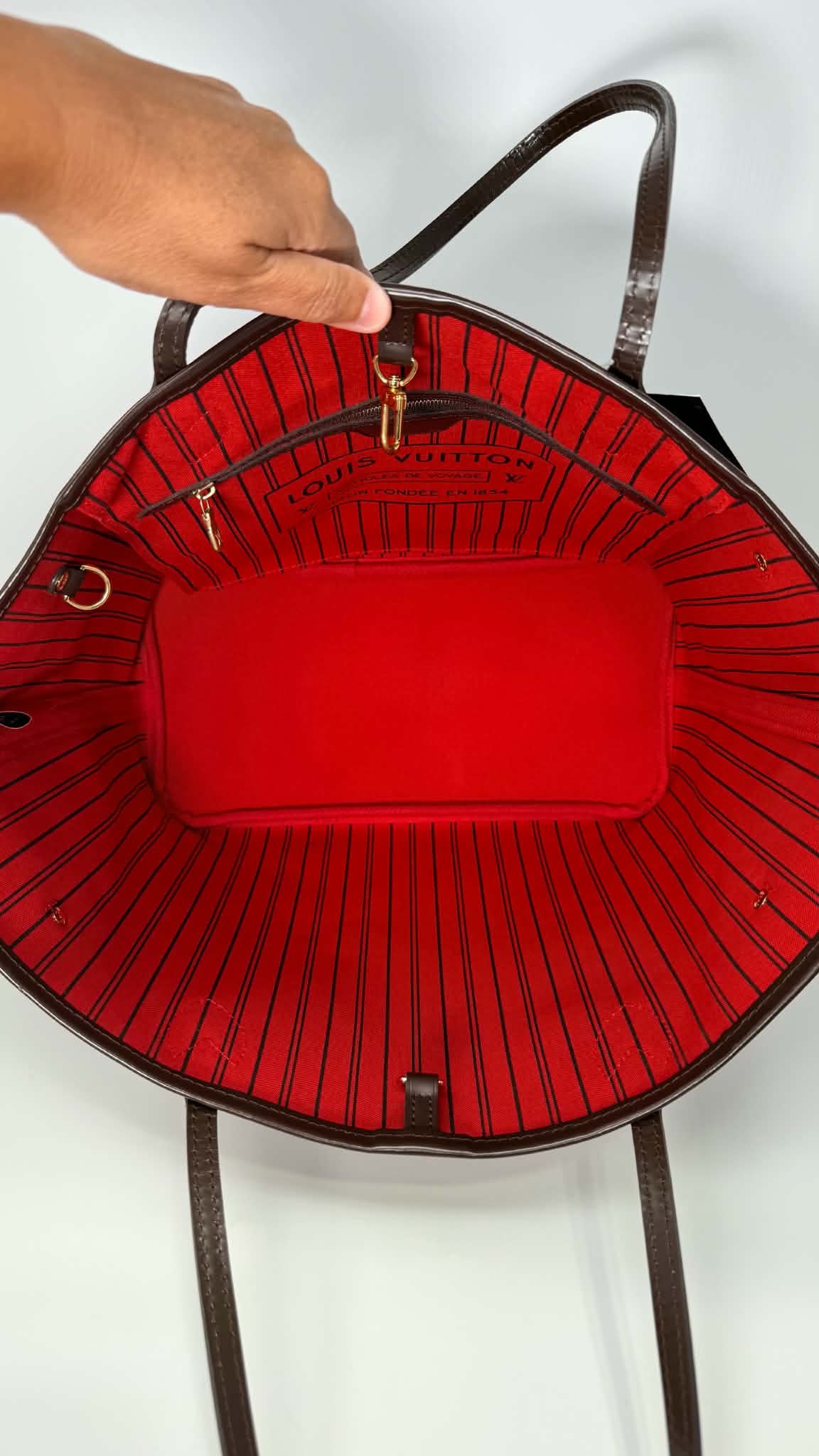 Louis Vuitton Neverful MM Damier Ebene Set with Pouch
