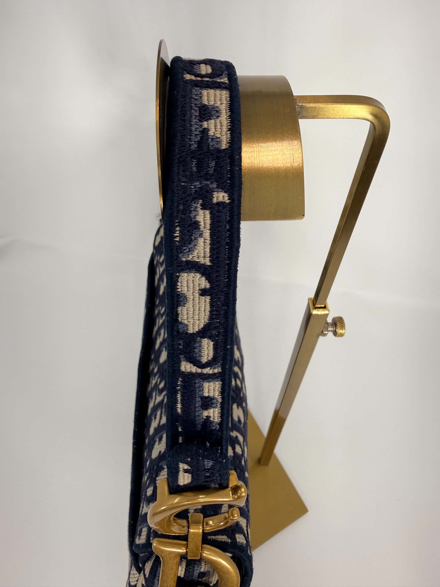 Christian Dior Oblique Embroidered Saddle Bag Navy