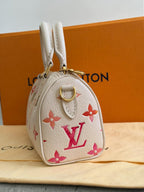Louis Vuitton Nano Speedy Sunrise Aquarelle Limited Edition Ivory w/pink logo