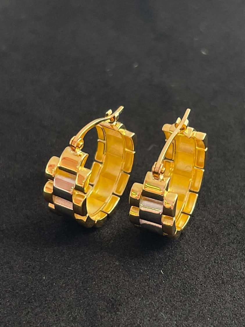 Chain Link 18K Yellow Gold Earrings