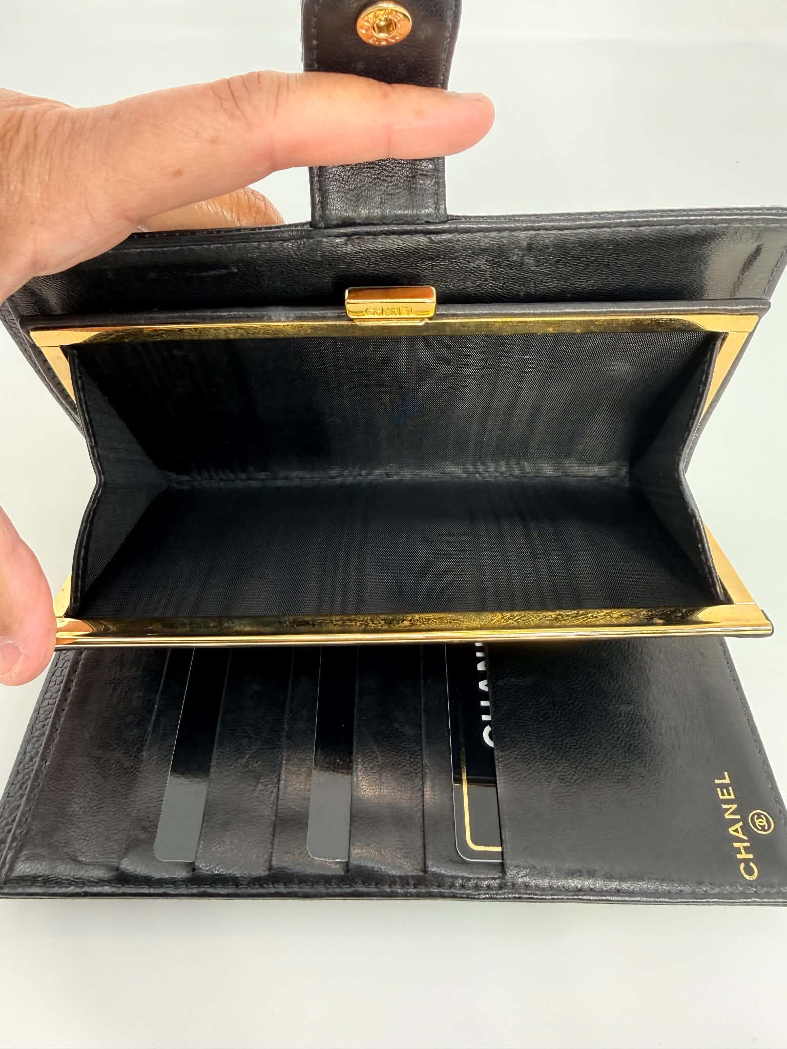 Chanel Caviar Timeless CC French Wallet Black
