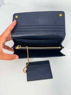 Prada Tessuto Saffiano Triangle Logo Continental Flap Travel Wallet Black