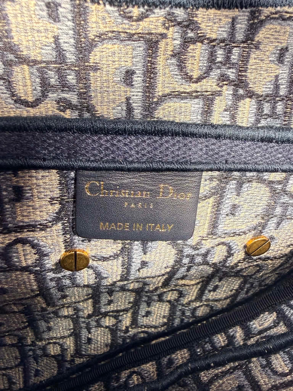 Christian Dior Oblique Embroidered Saddle Bag Navy