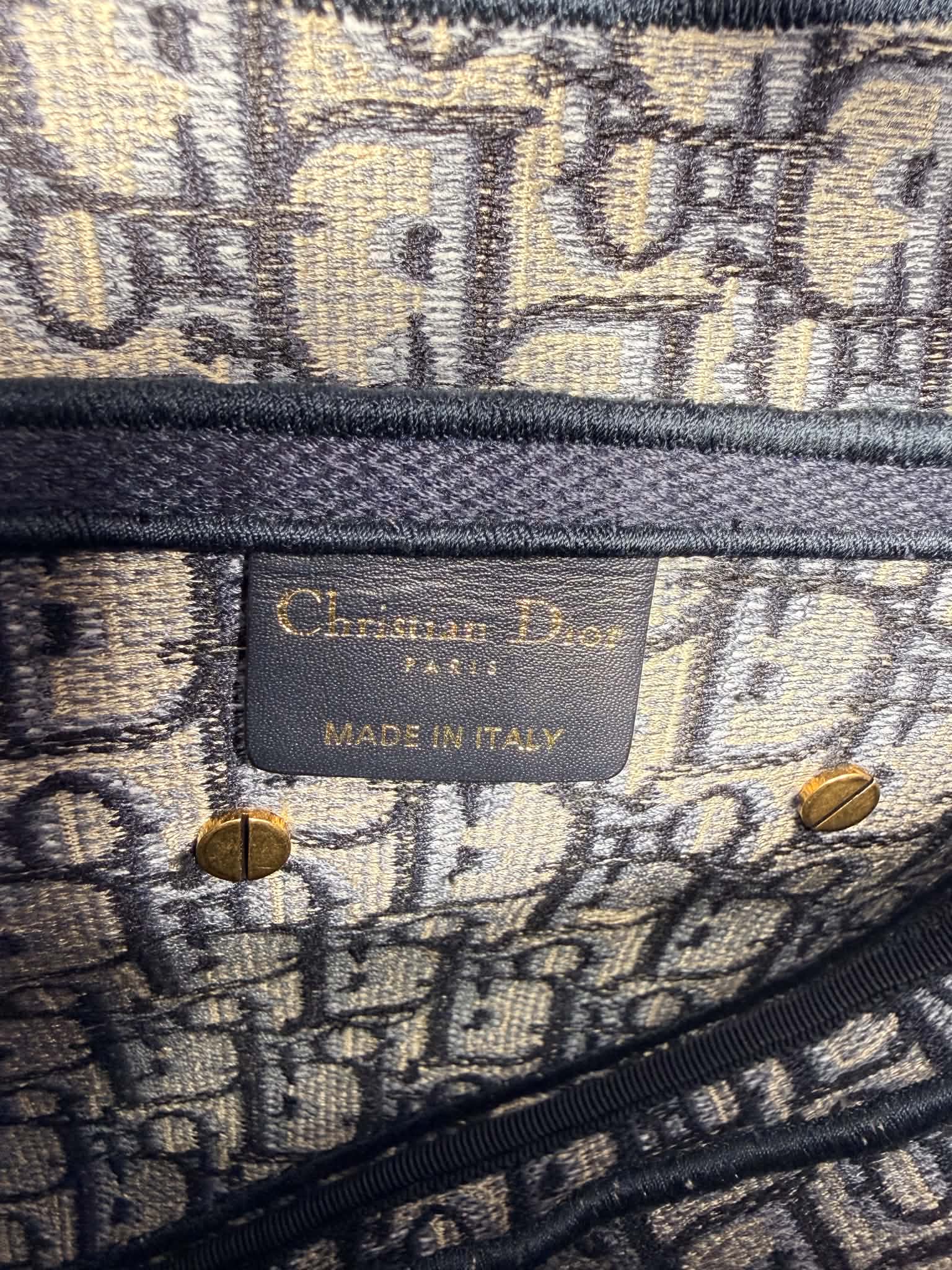 Christian Dior Oblique Embroidered Saddle Bag Navy