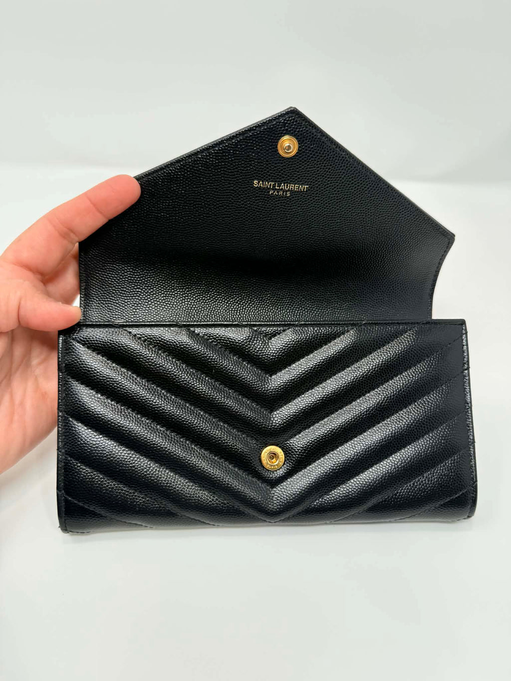 Saint Lauerant YSL Chevron Full Size Wallet