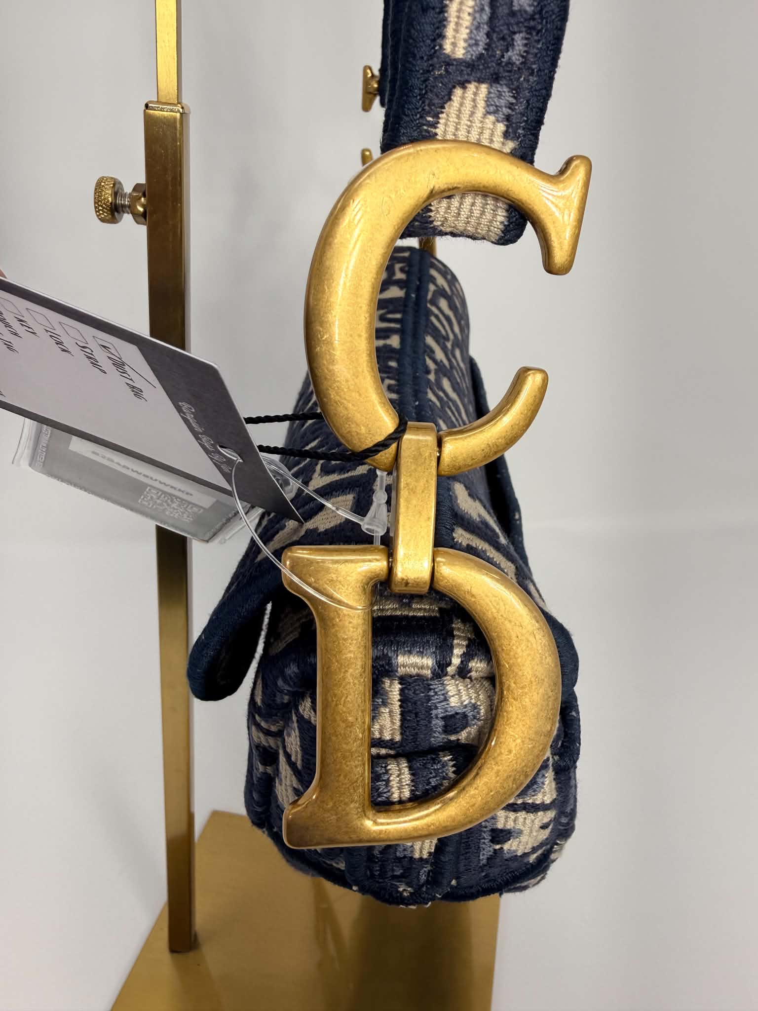 Christian Dior Oblique Embroidered Saddle Bag Navy
