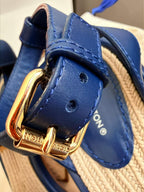 Louis Vuitton Monogram Denim Wedge Sandal 37 1/2
