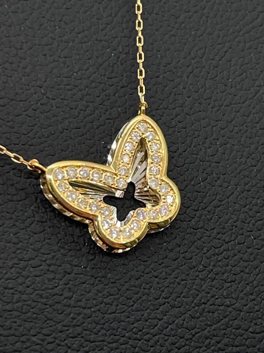 Butterfly Diamond and 18K Yellow Gold Necklace
