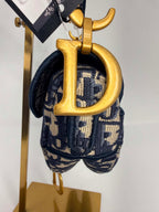 Christian Dior Oblique Embroidered Saddle Bag Navy