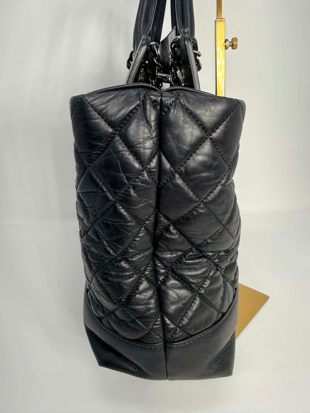 Chanel Aged Calfskin Quilted Be CC Tote Black