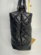 Chanel Aged Calfskin Quilted Be CC Tote Black