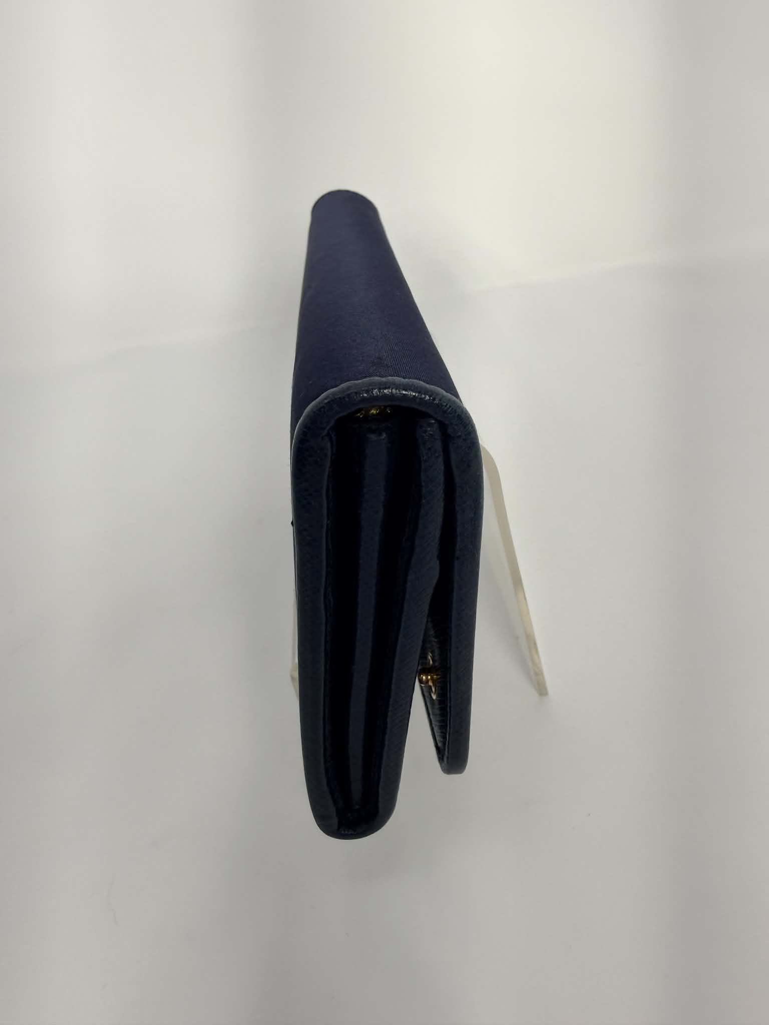Prada Tessuto Saffiano Triangle Logo Continental Flap Travel Wallet Black