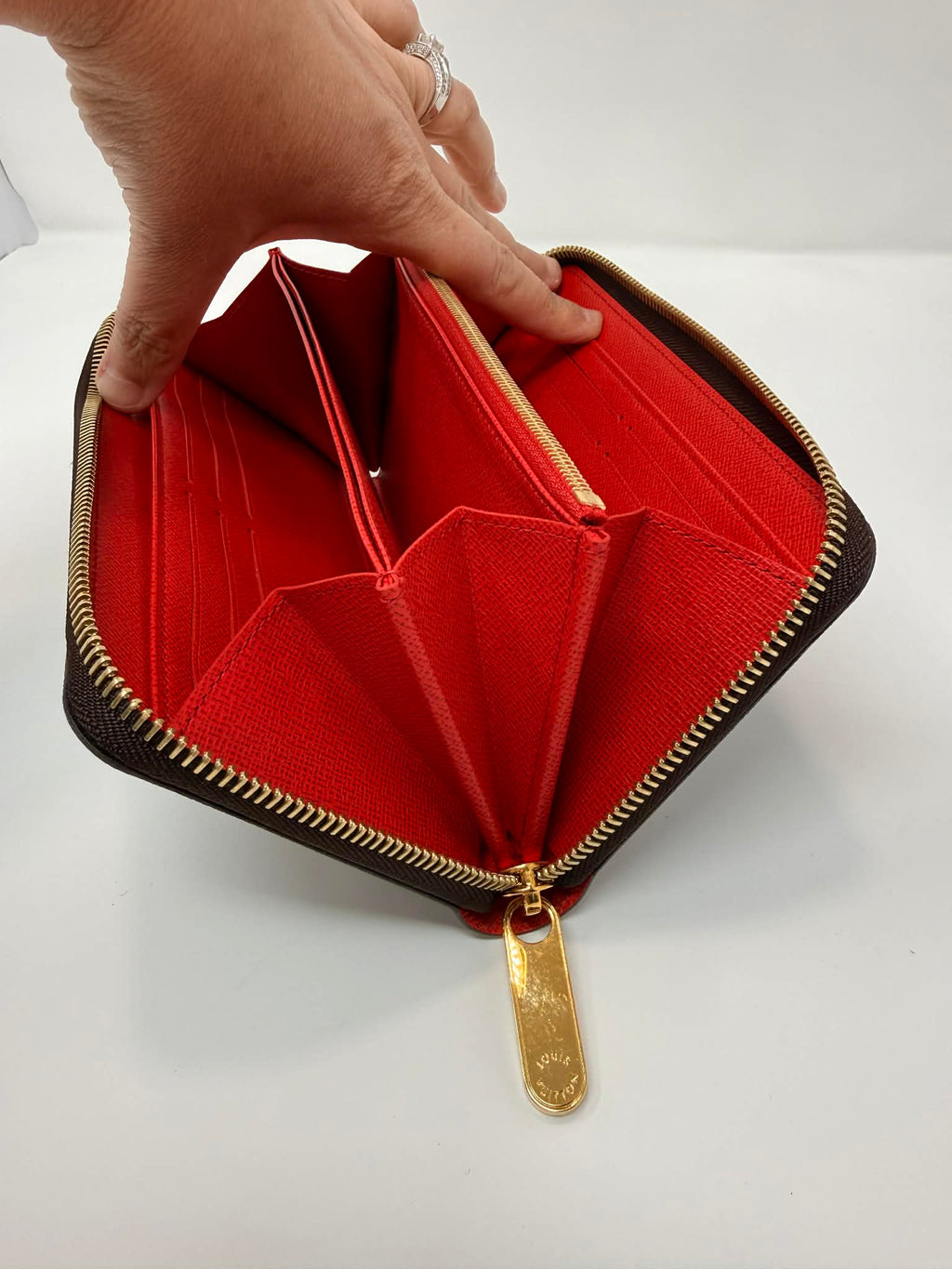 Louis Vuitton Monogram Full Zippy Wallet with Red Interior