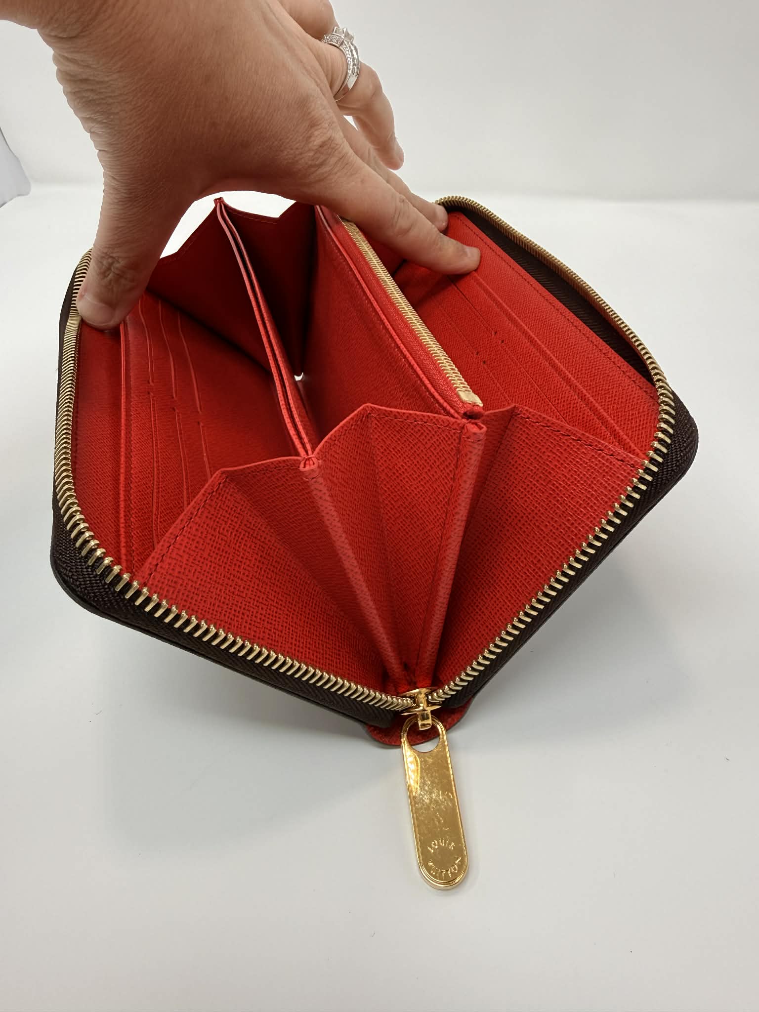 Louis Vuitton Monogram Full Zippy Wallet with Red Interior