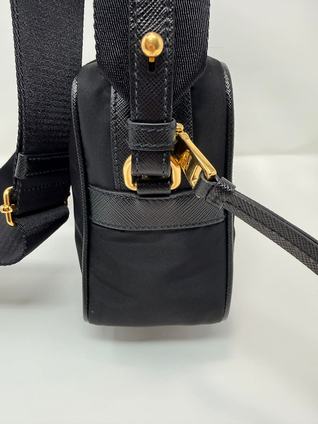 Prada Tessuto Nylon Camera Crossbody Bag Black