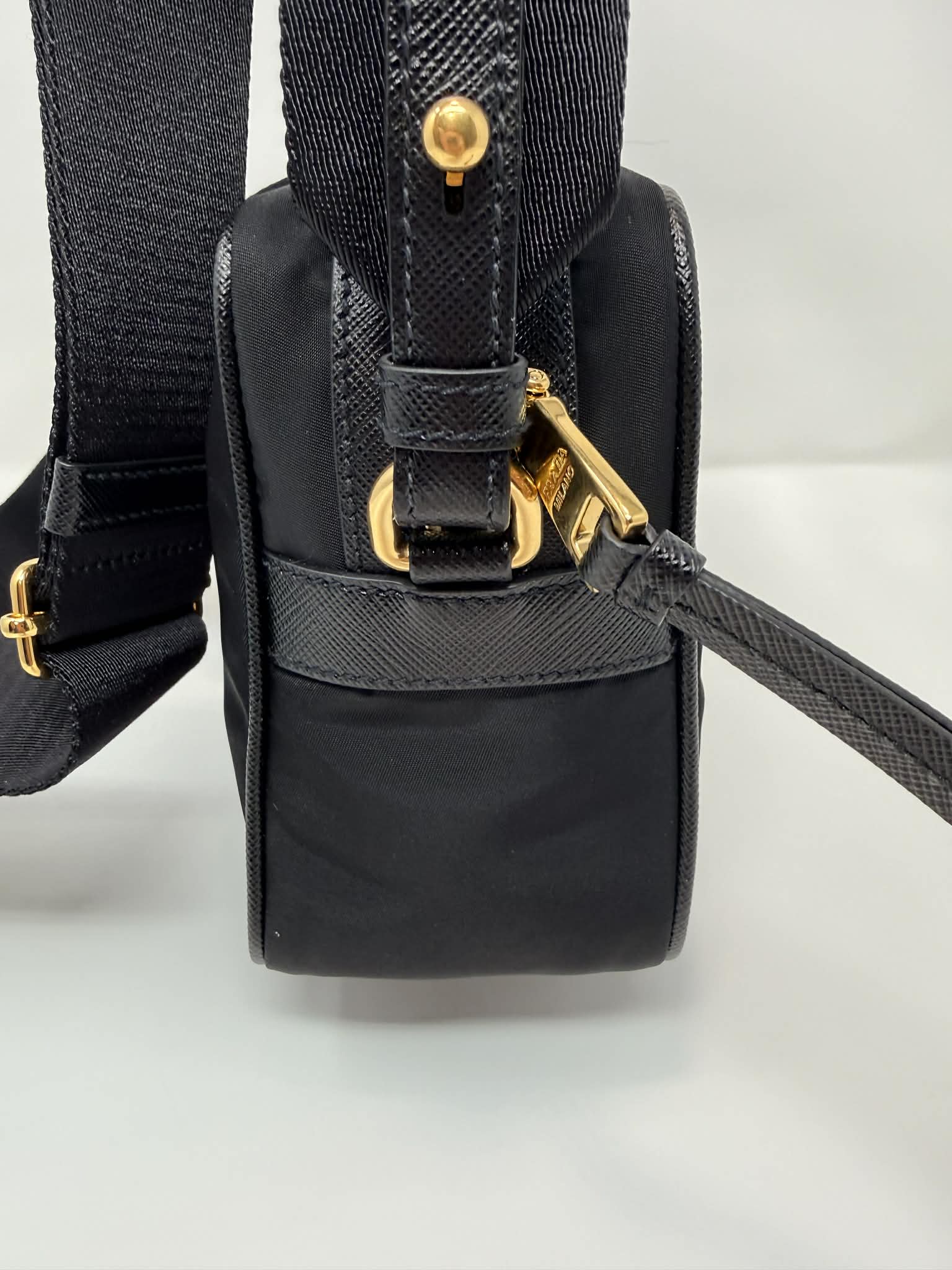 Prada Tessuto Nylon Camera Crossbody Bag Black