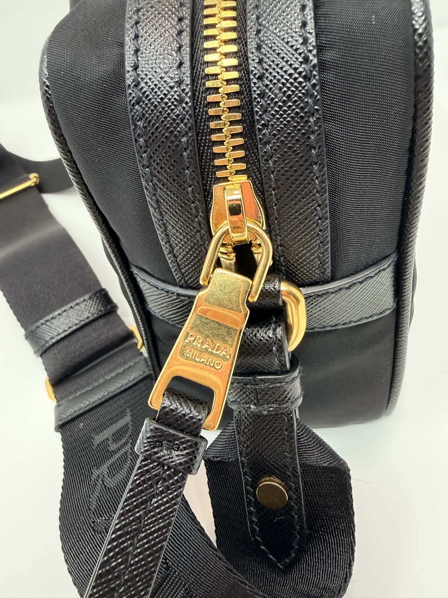 Prada Tessuto Nylon Camera Crossbody Bag Black