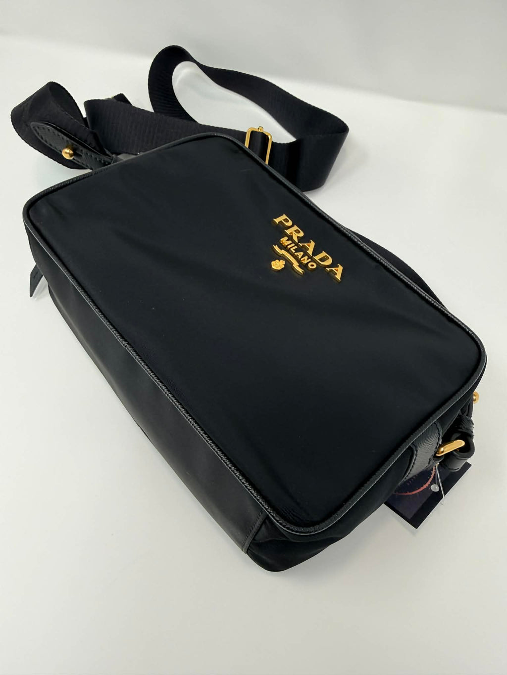 Prada Tessuto Nylon Camera Crossbody Bag Black