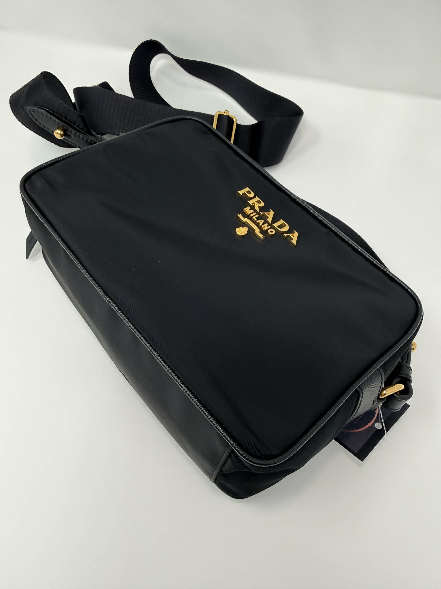 Prada Tessuto Nylon Camera Crossbody Bag Black