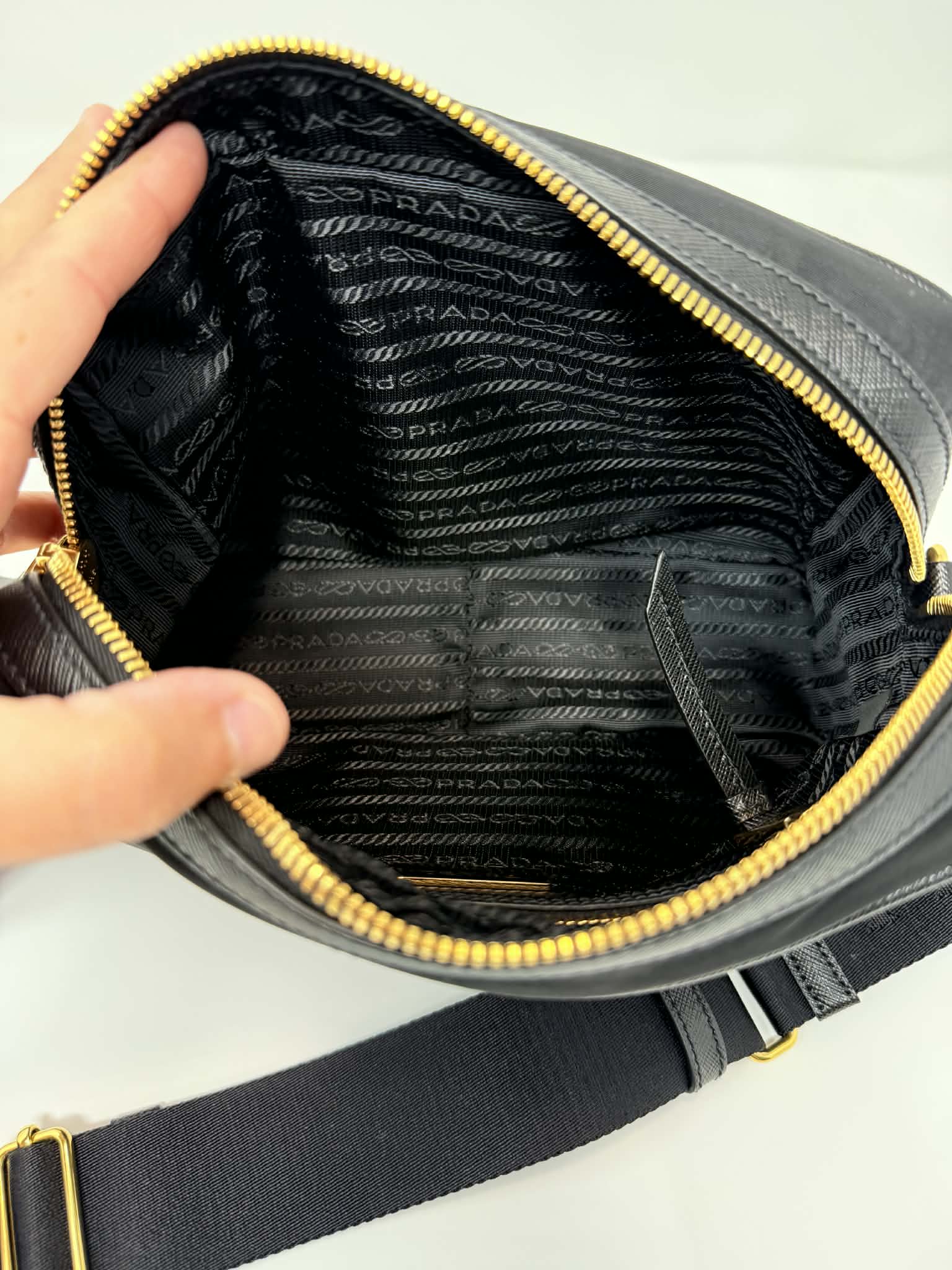 Prada Tessuto Nylon Camera Crossbody Bag Black