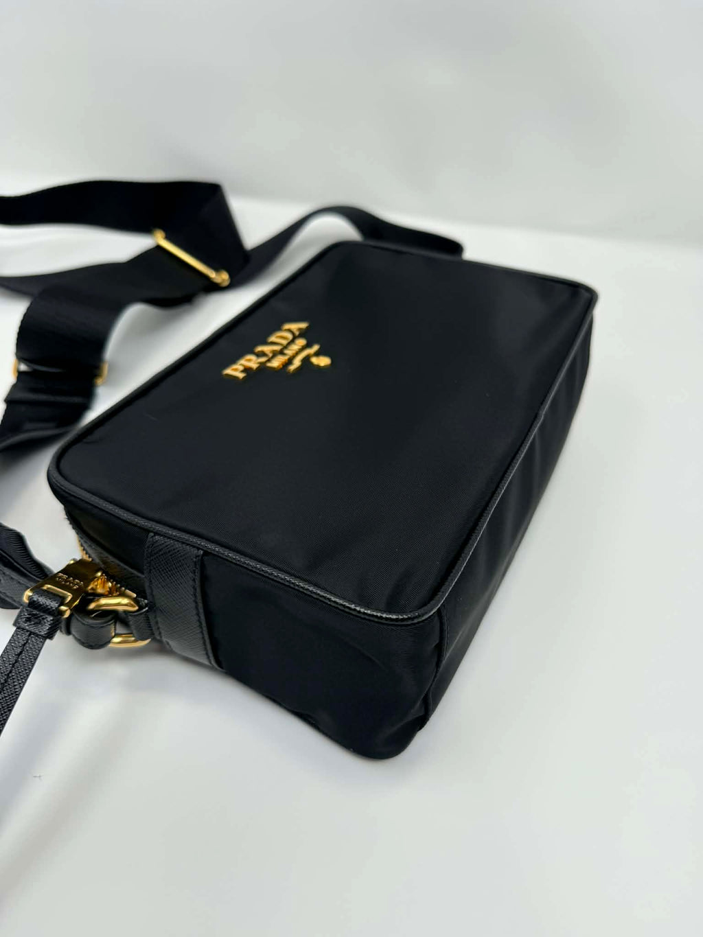 Prada Tessuto Nylon Camera Crossbody Bag Black