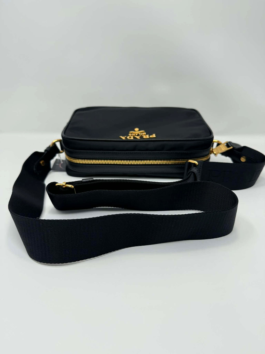 Prada Tessuto Nylon Camera Crossbody Bag Black