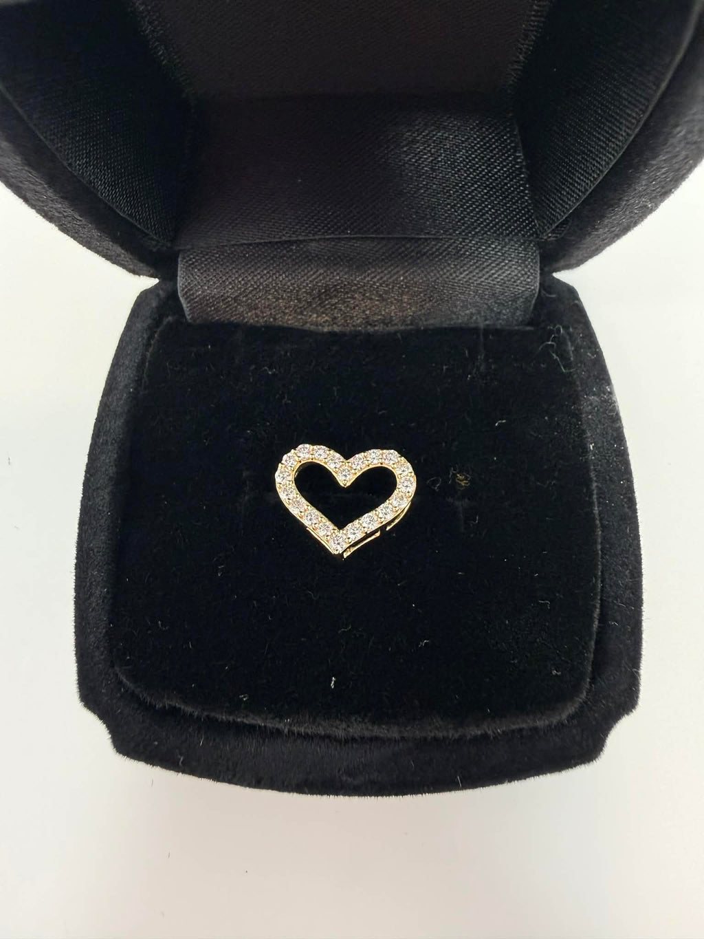 Small Open Heart Pendant with Natural Diamonds