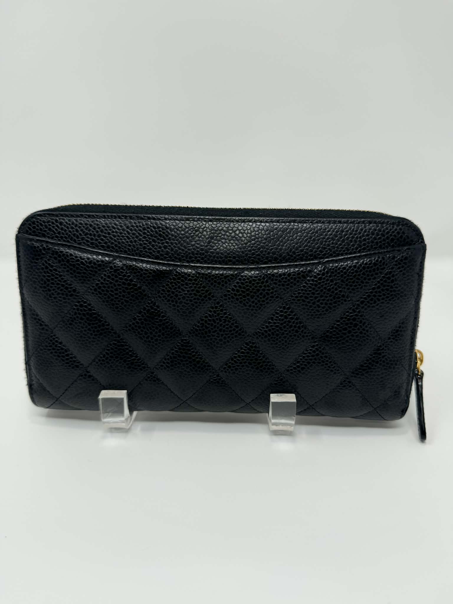 Chanel Caviar Quilted Large Gusset Full Size Zip Wallet