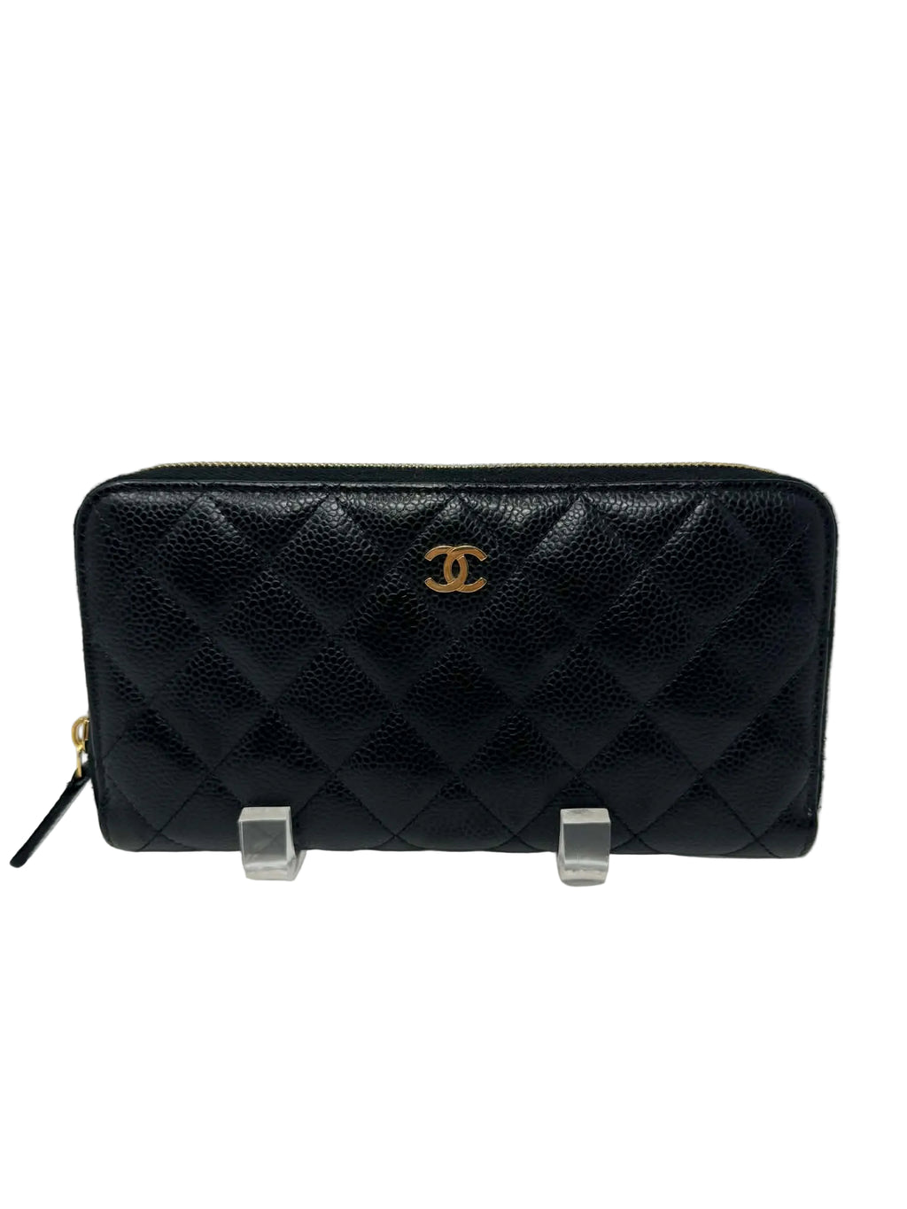 Chanel Caviar Quilted Large Gusset Full Size Zip Wallet