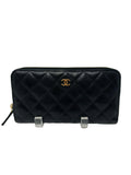 Chanel Caviar Quilted Large Gusset Full Size Zip Wallet