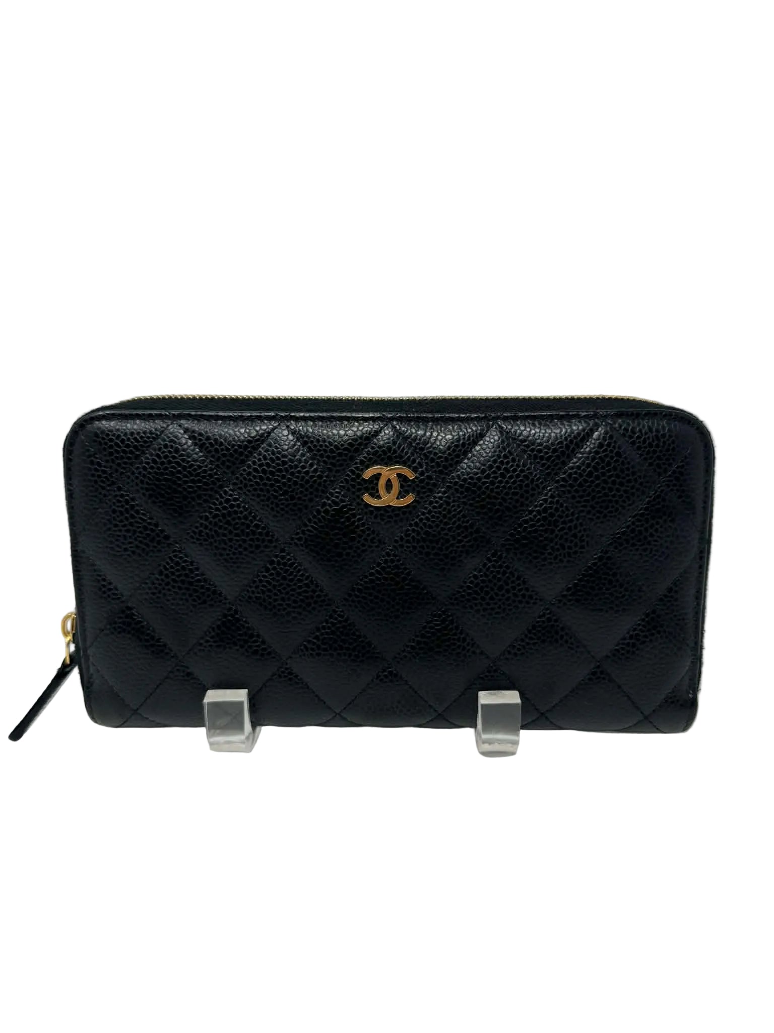 Chanel Caviar Quilted Large Gusset Full Size Zip Wallet