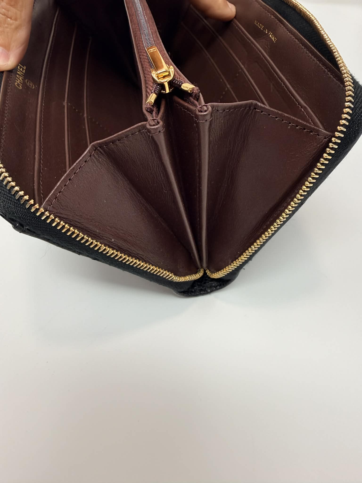Chanel Caviar Quilted Large Gusset Full Size Zip Wallet