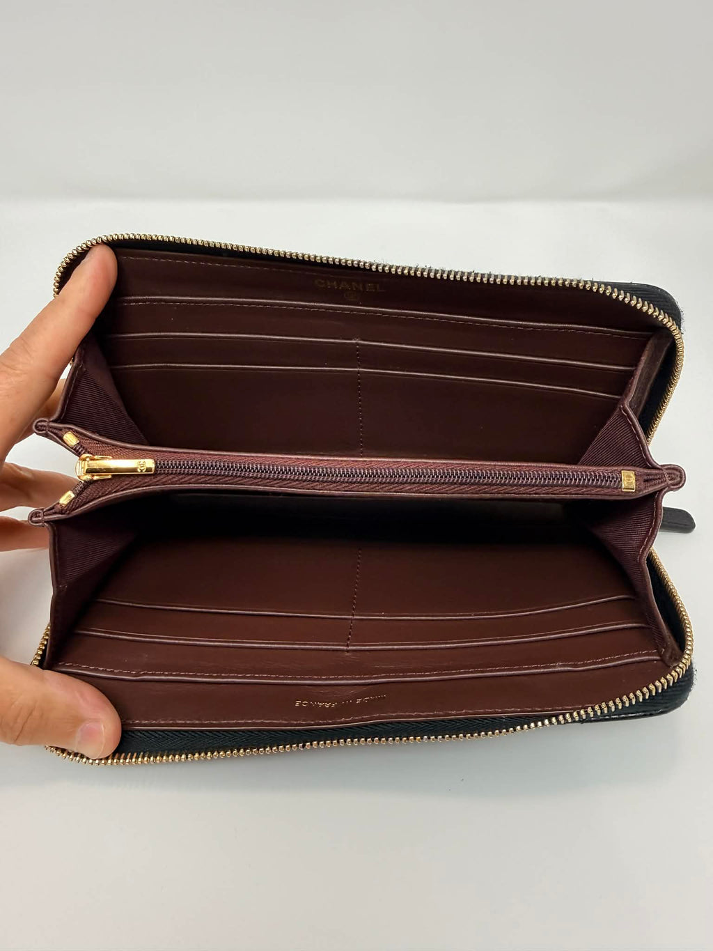 Chanel Caviar Quilted Large Gusset Full Size Zip Wallet