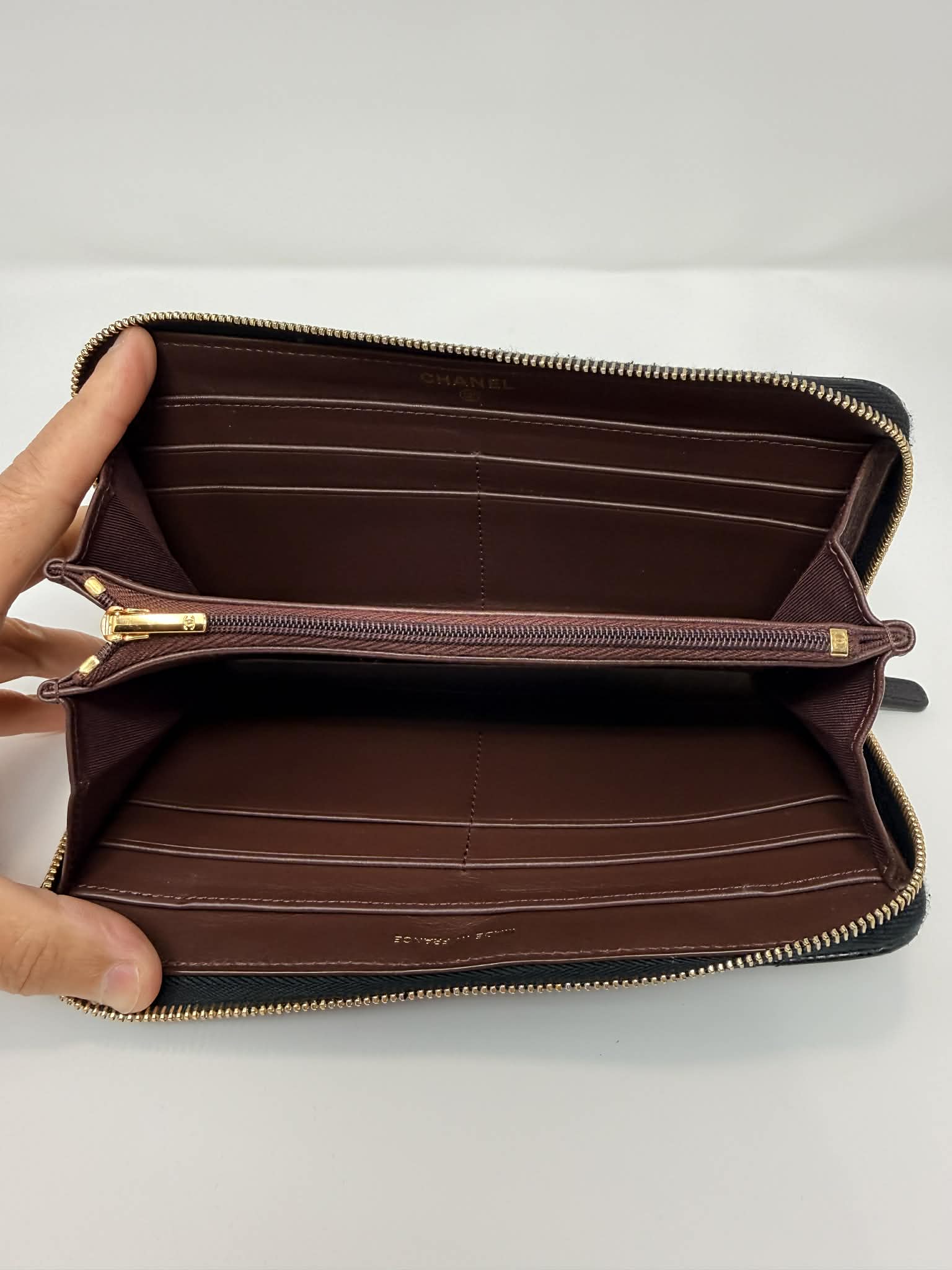 Chanel Caviar Quilted Large Gusset Full Size Zip Wallet