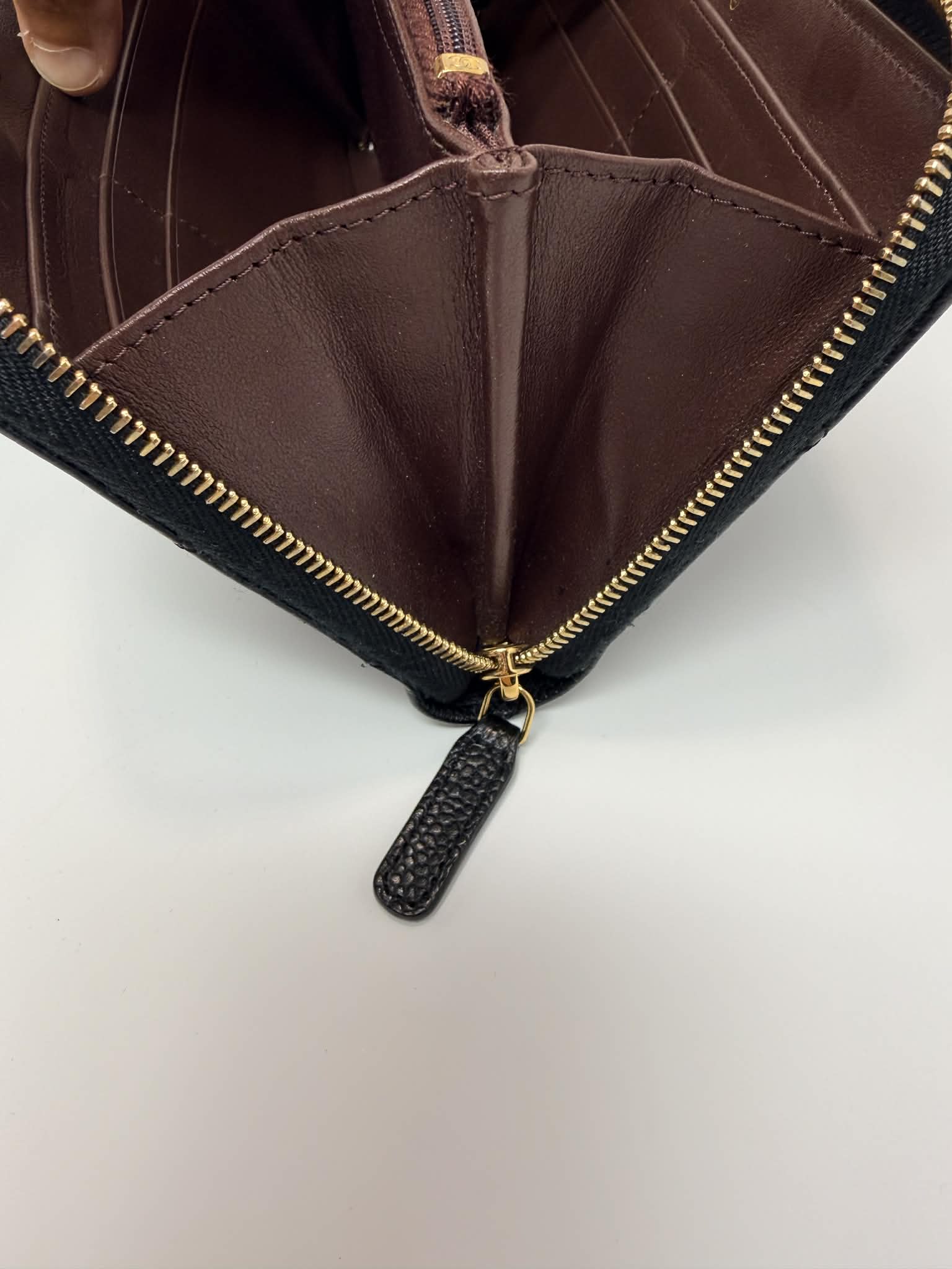Chanel Caviar Quilted Large Gusset Full Size Zip Wallet