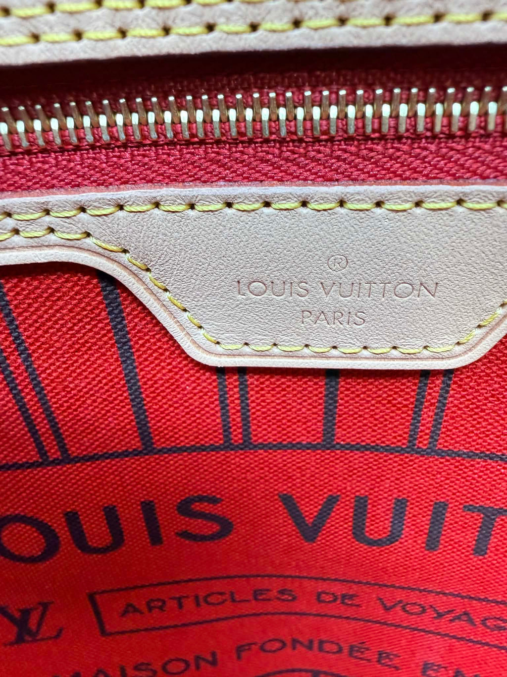 Louis Vuitton Neverfull MM Red Interior