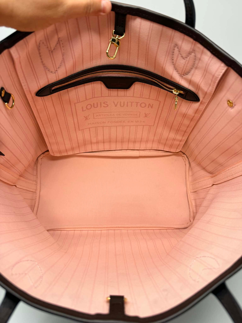 Louis Vuitton Neverfull MM Damier Ebene with Ballerina Pink Interior