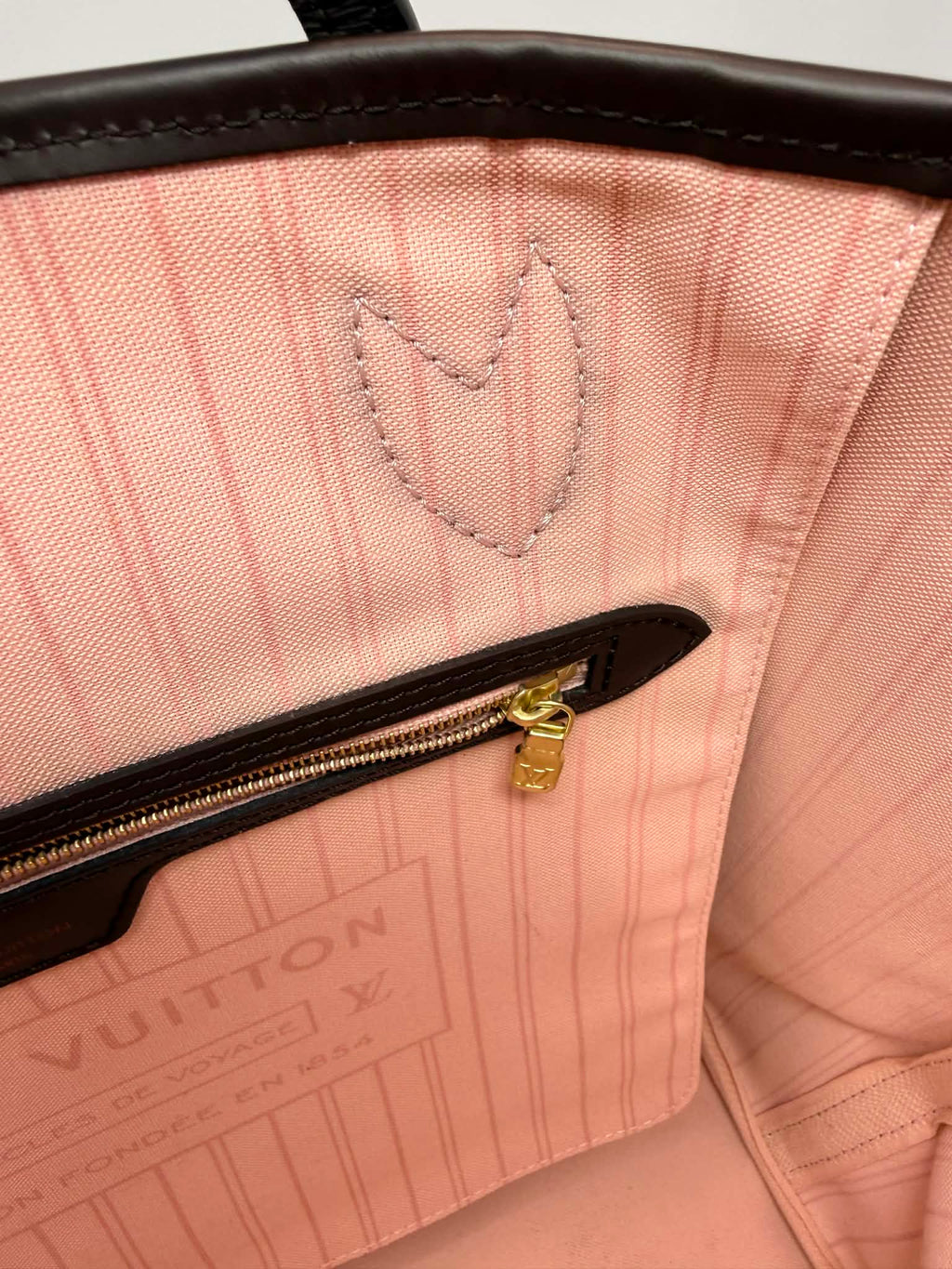Louis Vuitton Neverfull MM Damier Ebene with Ballerina Pink Interior