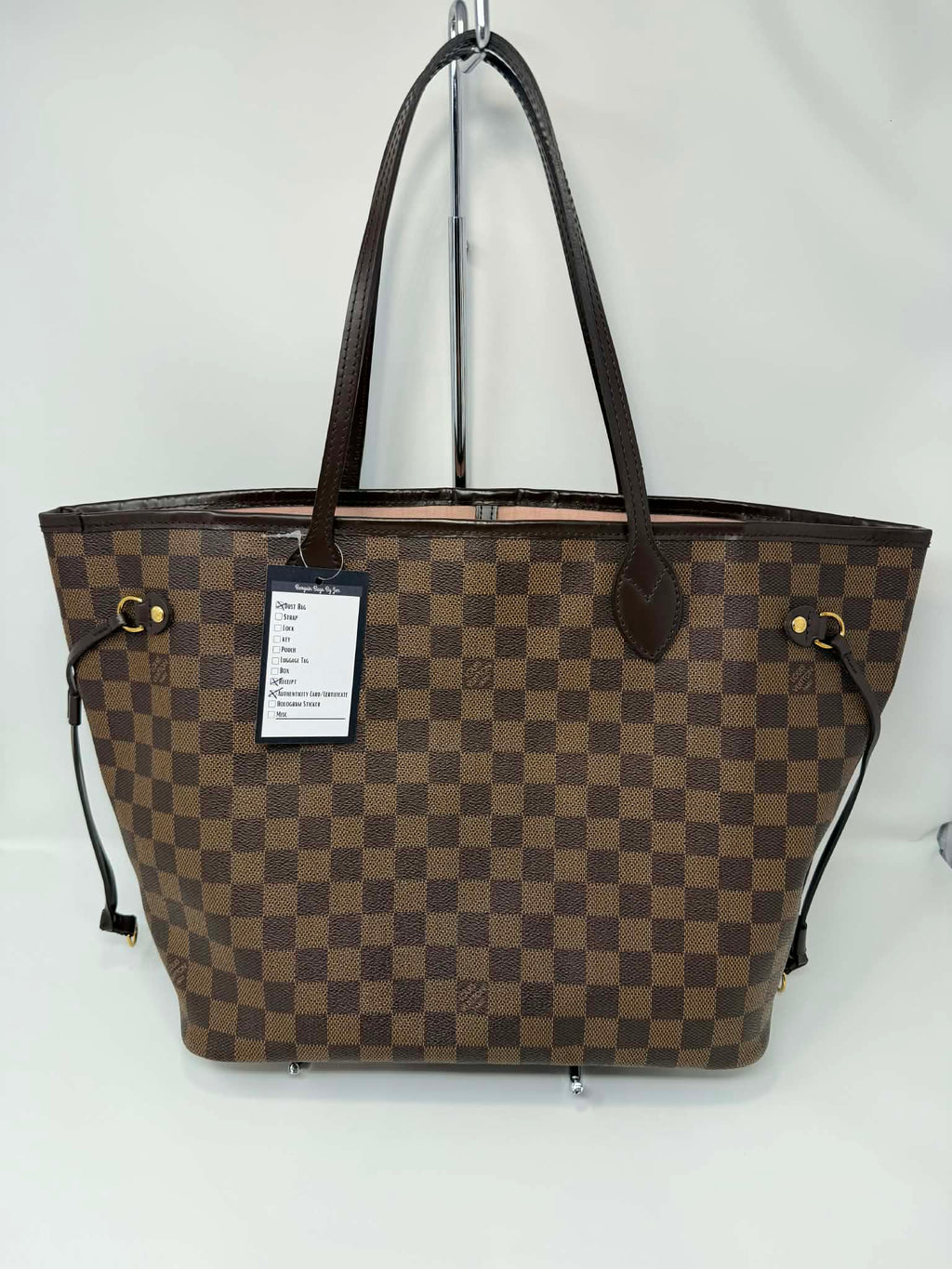 Louis Vuitton Damier Ebene Neverfull MM Ballerina Pink Interior