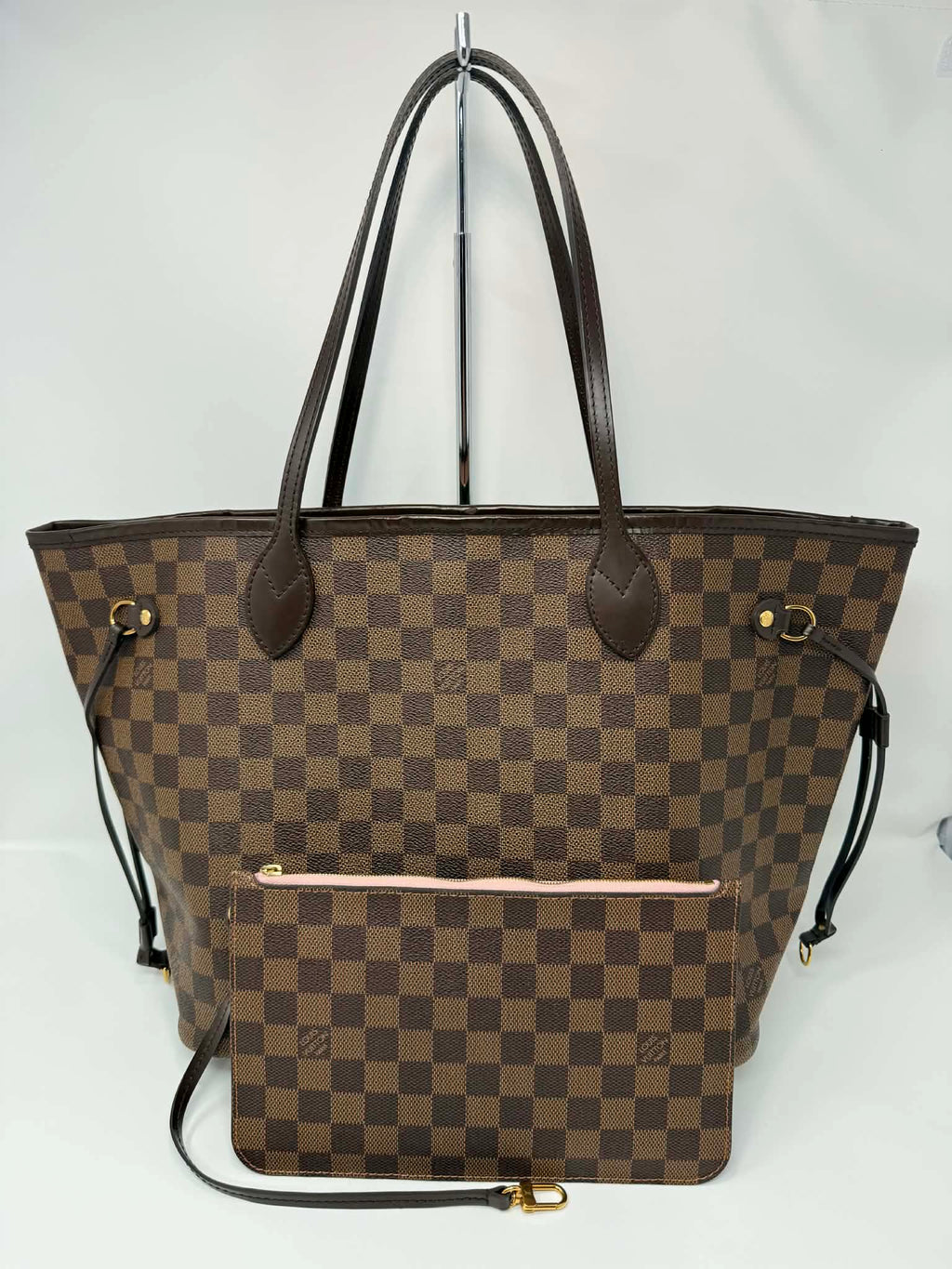 Louis Vuitton Damier Ebene Neverfull MM Ballerina Pink Interior